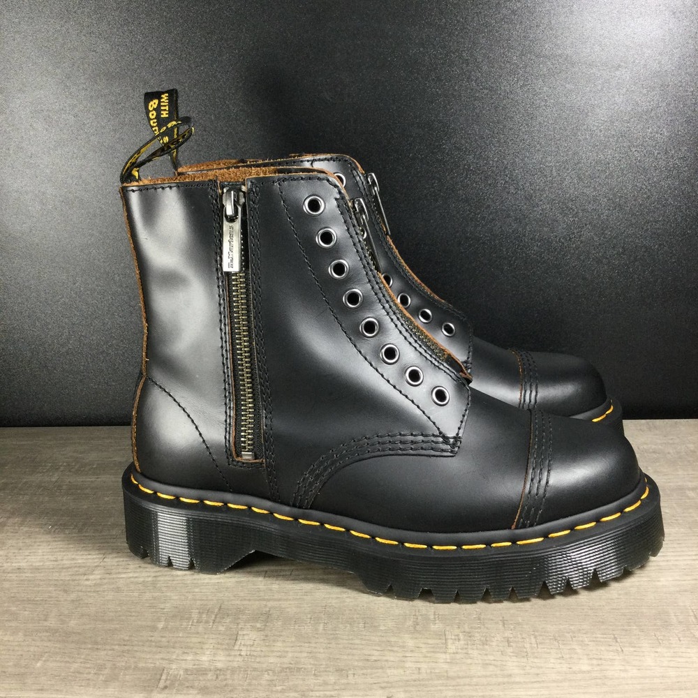 Dr. Martens 1460 Bex LL Smooth Black Leather Zipper Boots Women's Size 7